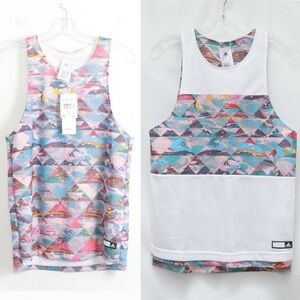NWT Adidas reversible basketball tank top muscle tee print pink gym run sport